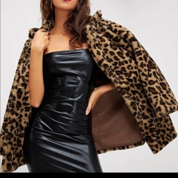 Faux Fur Jacket Coat Leopard Animal Print NEW - Picture 2 of 3